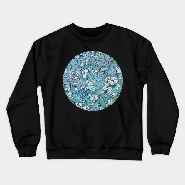 Her Garden in Blue Crewneck Sweatshirt by micklyn